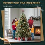 Kunstkerstboom met sneeuweffect, dennenappels, verlichting, 150 cm, automatische dennenboom, kunstkerstboom van pvc en PE, met houten standaard, Nordmann-spar, moeilijk ontvlambare