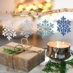 24 stuks sneeuwvlokken kerstdecoratie in 4 kleuren voor kerstboom glitter kerstboomversiering