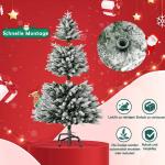 Kunstkerstboom met 350 ledverlichting, 180 cm premium dennenboom, kunstkerstboom met natuurwitte sneeuwvlokken, 800 takpunten, van PE en pvc dennennaalden, snel op te bouwen, klaps