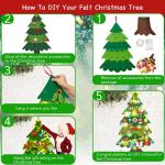 Vilten kerstboom, 10 m, doe-het-zelf vilten kerstboomset voor kinderen, kerstdecoratie, hangende decoratie met afneembare hangende ornamenten, vilten kerstboom voor thuis/deur/muur