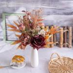 Kunstbloemen, zijden rozen, kunstbloemen als echt uitziende voor doe-het-zelf bruiloft, boeket, tuin, feest, hotel, kantoor, decoratie, tafelstukken, bordeauxrood