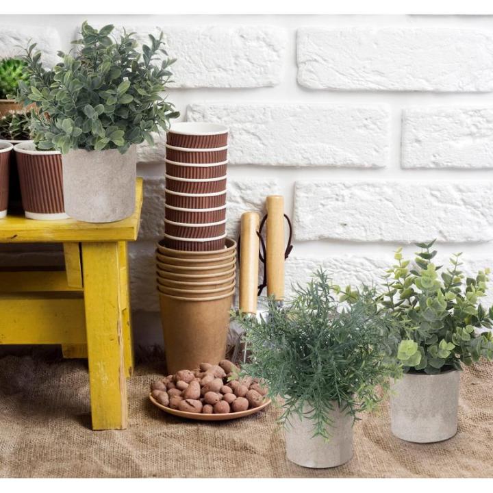 Set van 5 mini- in pot, nep, kleine eucalyptus, rozemarijn, groen, kunststof, kunstgroen, grasplanten, decoratieve nepplant voor huis, kantoor, balkon, bureau, badkamerdecoratie