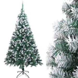 Kunstkerstboom, 120/150/180/210 cm, pvc-materiaal, verdikte takken, opvouwbaar, met robuuste sokkel, groen en wit, 210 cm