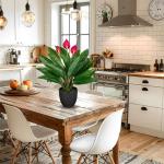 Kunstplant als echte kunstplant, decoratieve plant Calathea, struikachtig met 22 bladeren in kunststof pot, kamerplant, hoogte 43 cm, groen