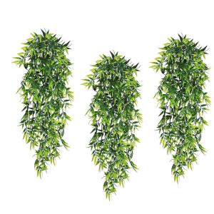Hangende , bamboebladeren, 3 stuks, voor aan de muur, hangende planten, , , , hangend voor muur, binnen, buiten, balkon, tuin, bruiloft, decoratie
