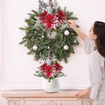 Künstlicher Weihnachtsstrauß, 30,5 cm, rot, mattiert, Weihnachtssterne für Zuhause, Büro, Tischplatte, Innenbereich, Winterferien, Weihnachtsdekorationen