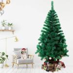 Pvc-kunstkerstboom, 150 cm, 300 takken, natuurgetrouw, kerstdecoratie, kerst, snel op te zetten, klapsysteem, moeilijk ontvlambaar en metalen standaard, groen
