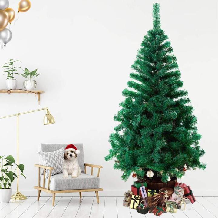 Pvc-kunstkerstboom, 150 cm, 300 takken, natuurgetrouw, kerstdecoratie, kerst, snel op te zetten, klapsysteem, moeilijk ontvlambaar en metalen standaard, groen