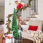 Kunstkerstboom, 1,5 m, opvouwbare pop-up kerstboom met pailletten voor Kerstmis, feestbenodigdheden, huisdecoratie, rood