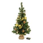 Kunstkerstboom, 75 cm, versierd met ballen, sterren, dennenappels, strikken, slinger, en een lichtkettting met 20 ledlichtjes, 1 batterij