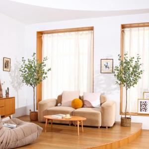 Eucalyptus Kunstplant, 180 cm, eucalyptus, decoratie voor binnen en buiten, moderne decoratie, , plastic planten in pot, voor thuis, slaapkamer, kantoor, tuin (2 stuks)