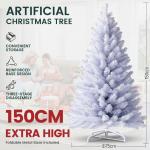 Kunstkerstboom, kunstdennenboom, pvc, met metalen standaard, premium Nordmann-spar, moeilijk ontvlambare kerstboom voor kerstdecoratie, herbruikbaar, witte kunstdennenboom, 150 cm