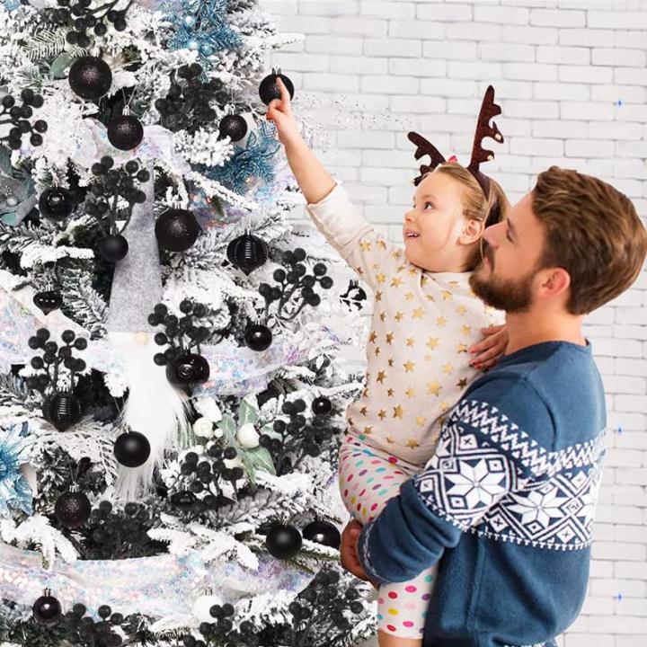Kunstzwarte bessen van 18 cm, voor kerstboom, decoratie, hulstbessen, takken, decoraties voor Kerstmis, thuis, hulstbessen voor handwerk, winter, vakantie, bruiloft, decoratie, 20 