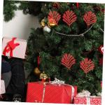 Ceramic Ornaments 10 Stück Weihnachtsblätter für den Außenbereich, Weihnachtsbaum, künstliche Blätter, künstliche Tannenzweige, Weihnachts-Tannenzweige, glitzernde Blätter,