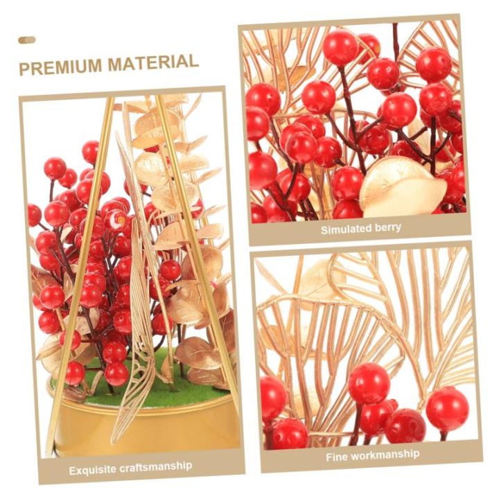 Künstlicher Korb Chinesisches Neujahr Beerenpicks Roter Topf Mittelstücke Rote Beeren Tischdekoration Weihnachtsbaumschmuck Chinesisches Neujahr Rote Beere Gefälschtes
