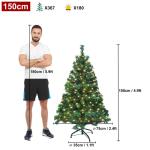 Kunstkerstboom van pvc, 150 cm, met verlichting, 180 lampen, led-kerstboom, kunstkerstboom met metalen standaard, voor kerstdecoratie