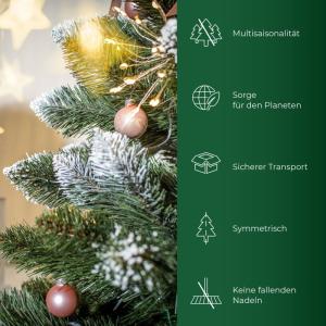 Diamantgrenen met zilveren bolletjes en rijp, kerstboom 180 van pvc-folie, kunstkerstboom met 385 takken, dennenboom met kunststof standaard, diameter ca. 110 cm (sneeuwvlok 180 cm