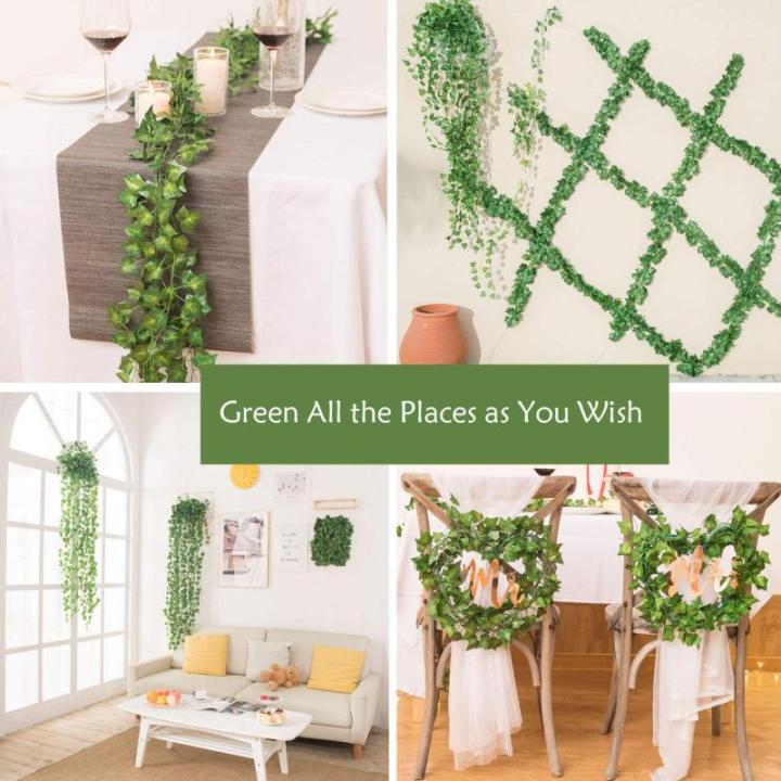 Kunstklimopslinger 2 meter, 12 stuks, , balkonplanten, decoratie, hangslinger, voor bruiloft, kantoor, keuken, tuin, feest, wanddecoratie