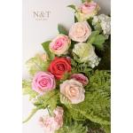 Kunstbloemen, rozen, 25 stuks, kunstrozen met steel, voor doe-het-zelf bruiloft, boeketten, bruid, woondecoratie, gemengd rood