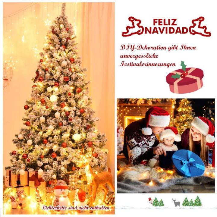 Kunstkerstboom met sneeuw, 135/180/225 cm, kerstboom met metalen standaard, kerstboom 400/928/1346 takken, pvc, kunstboom, kerstklapsysteem voor thuis, kantoor, winkels (225 cm)