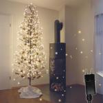 Led-kerstboom met 296 warmwitte leds en sneeuwdecoratie, 180 cm, bruin, geschikt voor buiten, kerstboom, takken en takken buigzaam, incl. metalen standaard