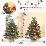 Mini Kerstboom met LED Verlichting, 70 cm, Dennenboom met Sterpiek en Echte Dennenappels, Voor Kerstdecoratie, Advent (70 cm met Afstandsbediening)