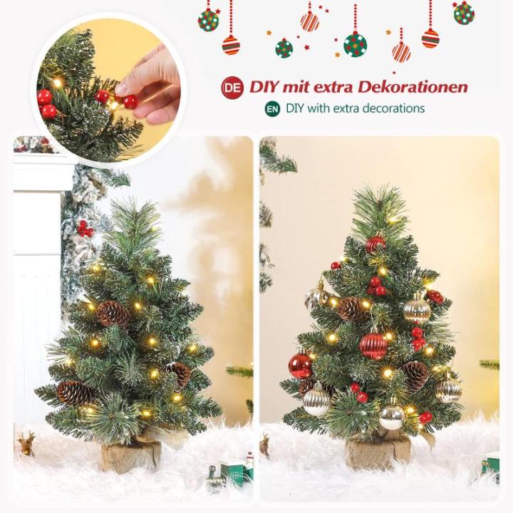 Mini Kerstboom met LED Verlichting, 70 cm, Dennenboom met Sterpiek en Echte Dennenappels, Voor Kerstdecoratie, Advent (70 cm met Afstandsbediening)