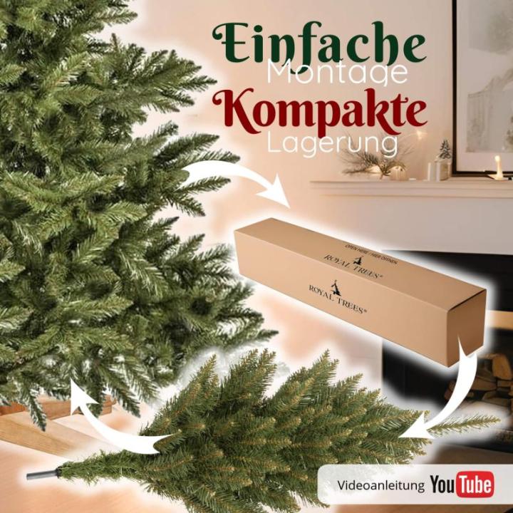 Kunstkerstboom, 220 cm, realistische dichte kunstkerstboom met houten standaard