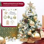 Mini-kerstboom kleine kerstboom met verlichting, led-tafel, kerstboom, klein, kunstmatig versierd, voor kerstdecoratie (40 cm, champagne-goud)