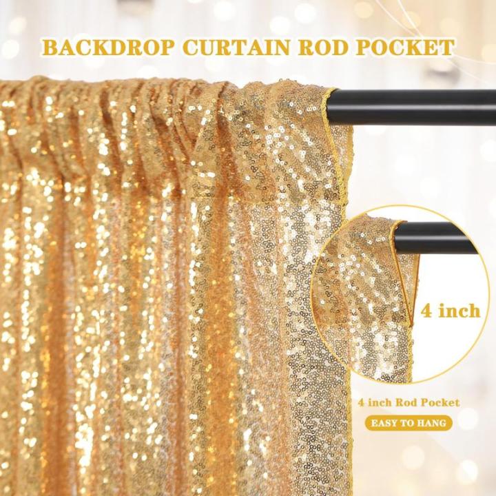 Pailletten-Hintergrundvorhänge, goldfarben, 2 Stück, 1,2 x 2,4 m, goldene Vorhänge für Hintergrundvorhänge für Hochzeiten, Partys, Babypartys, Weihnachten, Neujahr, Bühnenhi
