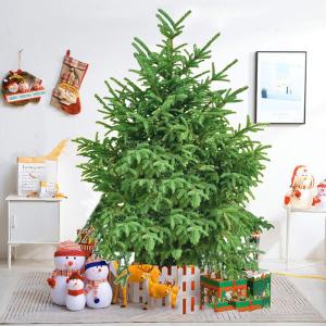 5 Fuß Echter Weihnachtsbaum, Premium Fichte mit Scharnier, inklusive Ständer mit Wurzeln, umweltfreundlicher Weihnachtsbaum, für Weihnachtsdekoration,C,280cm(9.2ft)