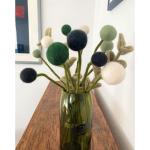 8 vilten bloemen, bloemengroet, groene weide, bloemenboeket, fair trade, handgemaakt (groen), 32 cm