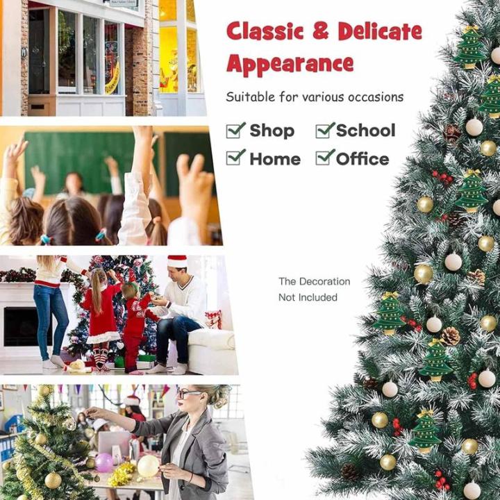 Weihnachtsbaum mit Tannenzapfen und Beeren, schneebedeckter künstlicher Weihnachtsbaum mit PVC-Zweigspitzen, einfache Montage mit Metallsockel für Zuhause, Büro, Partydekoration
