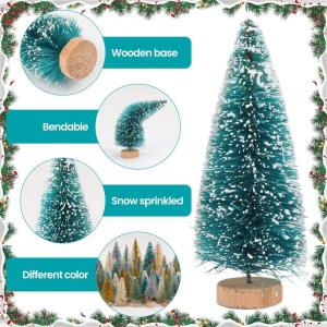 60pcs Mini Weihnachtsbäume Tischplatte Weihnachtsbaum DIY Miniatur Weihnachtsbaum Schnee Frost Sisal Bäume Künstlicher Weihnachtsbaum für Weihnachten Urlaub Party Dekor Diorama