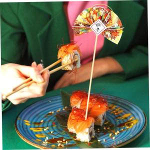 2st Blumenstab Ostern Cupcake Picks Sushi-Arrangement-Sticks Japanisches Dekor DIY-Fan-Pick Dekorative Blumenpflücker DIY Blumenarrangements Picks Blumenornamente Golden Plastik