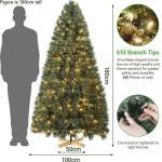 Nordmanntanne Kunstkerstboom, Levensechte Voorbehandelde Dennennaalden, Kerstboom met Handgemaakte Houten Standaard, Vakantie Decoratie voor Thuis en Winkel, 250 Warm Witte Lampjes