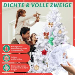 Kunstkerstboom in winterlook, onberispelijke witte naaldjurk, kleine kunstkerstboom met 180 buigbare pvc-punten en standaard, opvouwbare dennenboom voor eenvoudige montage, 120 cm