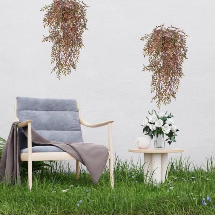 2 stuks , hangende hangplanten, kunstmatige hangplant, kunstmatige klimopslinger voor slaapkamer, keuken, woonkamer, badkamer, balkon, kantoor, vensterbank, rood