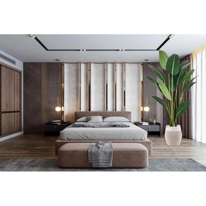 Kunstplant, kunstboom, kunstplant, decoratieve bananenplant in zwarte pot, groot en zeer realistisch, groen (120 cm)