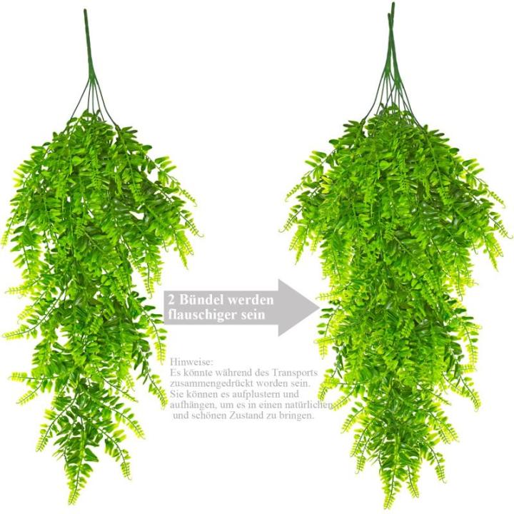 Kunsthangplanten, 4 stuks, hangende Boston varen, plastic planten, uv-bestendig, nepplanten, groene planten voor buiten, binnen, balkon, tuin, kamerdecoratie