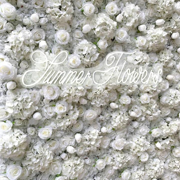 Weiße Wandpaneele Mit Künstlichen Blumen Und Stoffrückseite Für Hochzeit, Party, Brautparty, 3D-Wandkulisse Mit Romantischen Rosen(1X2M/3.2X6.5FT)