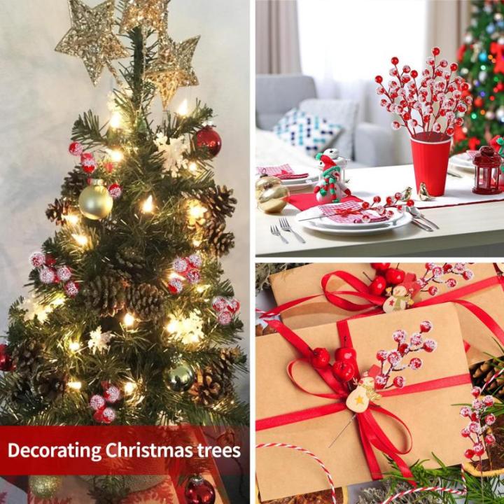 16 stuks rode bessendecoratie Kerstmis, bessentak kunstmatig Holly bessentak rode bessen takken decoratie voor kerstdecoratie boeketten woondecoratie doe-het-zelf handwerk