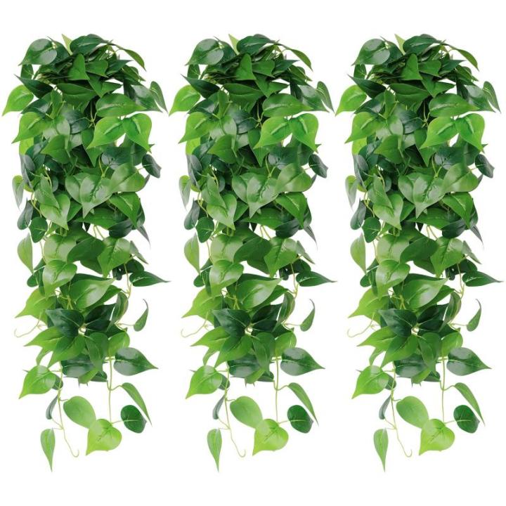 Kunsthangplanten, 3 stuks, 100 cm lange kunsthangplant, bruiloftsdecoratie, kunstklimop, wijnstokken voor muur, huis, kamer, indoor, outdoor decoratie (Lvluo)