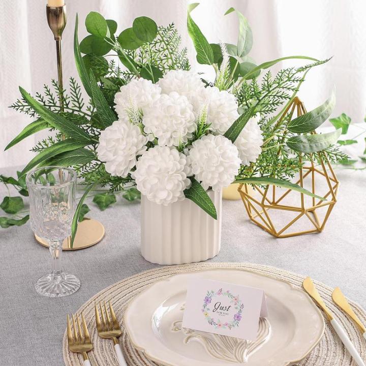 , 20 stuks dahlia-bloemen met bladeren en stelen, doe-het-zelf witte dahlia-schuim bloem voor bruiloft, boeketten, bloemen, centerpieces, arrangementen feesttafels,