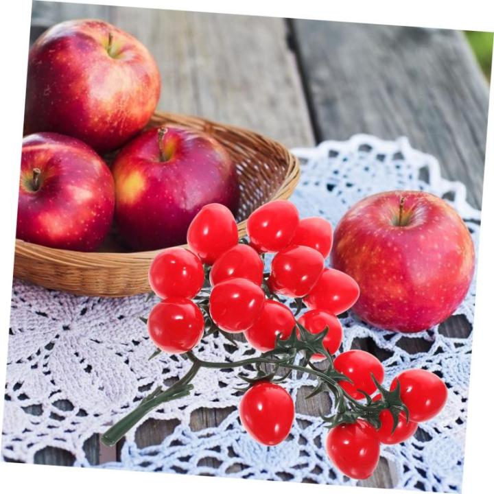 2 Stück Simulierte Kirschtomaten Dekorative Früchte Künstliche Früchte Künstliche Kirschtomaten Simulierte Tomaten Lebensechte Tomaten Girlande Künstliche Früchte Dekore