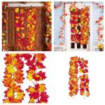 Künstliche Hängepflanzen Simuliertes Ahornblatt Rattan Blumengirlande Deko Blumenranke Künstliche Pflanzen Hängend für Halloween Weihnachten Thanksgiving Hochzeit Party Dekora