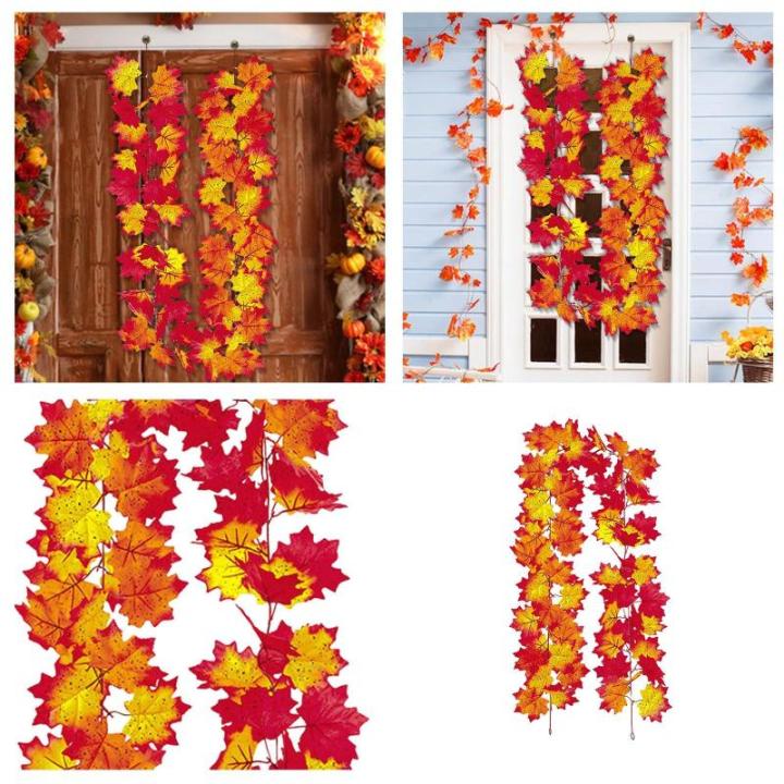 Künstliche Hängepflanzen Simuliertes Ahornblatt Rattan Blumengirlande Deko Blumenranke Künstliche Pflanzen Hängend für Halloween Weihnachten Thanksgiving Hochzeit Party Dekora
