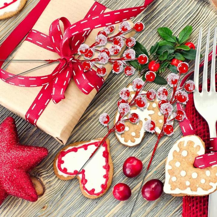 16 stuks rode bessendecoratie Kerstmis, bessentak kunstmatig Holly bessentak rode bessen takken decoratie voor kerstdecoratie boeketten woondecoratie doe-het-zelf handwerk