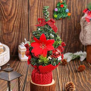 Tisch-Weihnachtsbaum,Weihnachtsbaum klein,8,27 Zoll Tisch-Weihnachtsbaum mit Schleifenkugeln und Beeren - Schleifen-Baumspitze, farbenfrohes, ästhetisches Kiefernbaum-Dekor für d