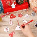 40 stuks kerstdecoraties, dennenboom, , kerstboomversieringen, 10 stijl, met touw, creatieve versiering voor Kerstmis, doe-het-zelf, feest, rood en wit